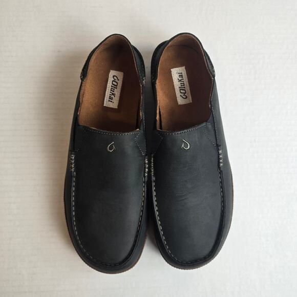 Olukai Moloa Men’s Leather Slip On Shoes Size 12 Black Toffee 10128-4033 main image 4